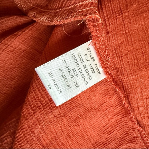 Entro Rust V-Neck Top Women's Medium - Picture 5 of 9